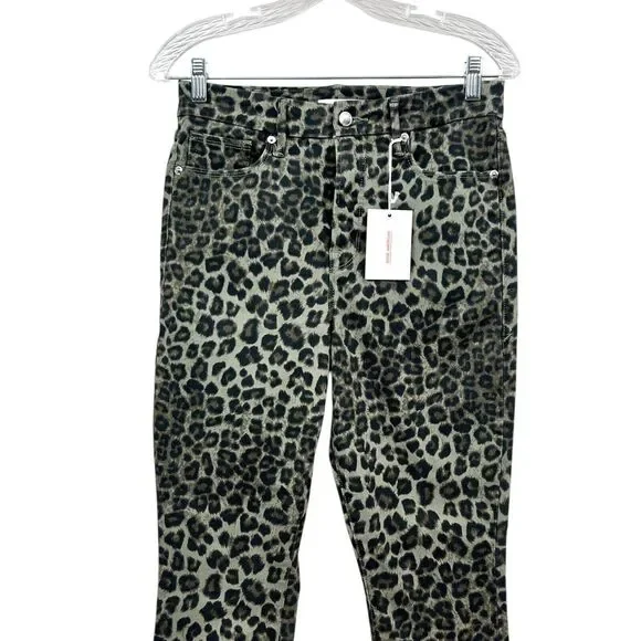 Good American Womens Jeans Leopard‎ Animal Print Good Waist Crop Sage Sz 8/29